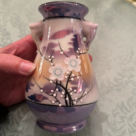 Cherry Blossom purple and peach Lusterware Vase - Picture 7 of 8